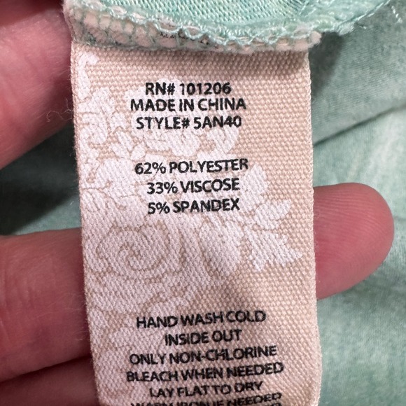 Soft Surroundings Tunic Top Plus Size 3X Green V Neck 3/4 Sleeve High Low Casual - Picture 9 of 12